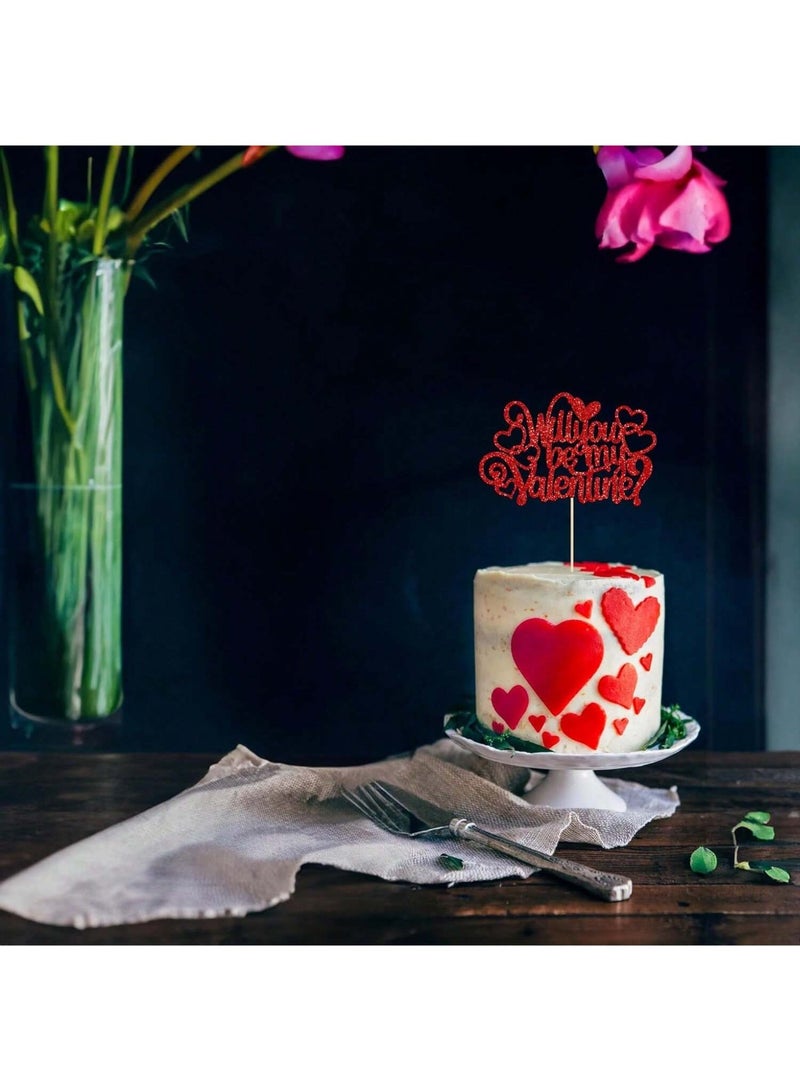 Valentine's Day decorations, red heart-shaped cake toppers, one piece - Image 4